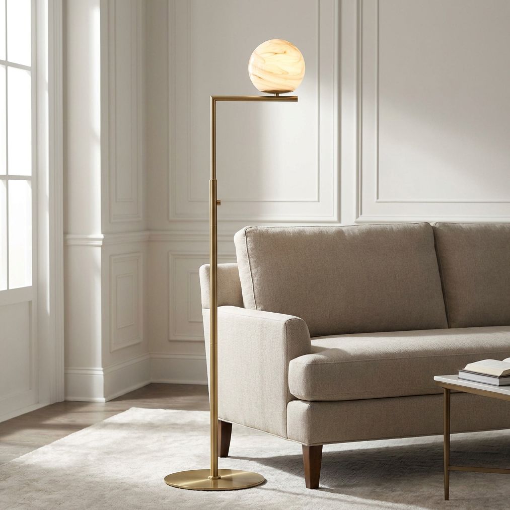 Image 1 Possini Euro Jupiter 62 1/2" High Soft Brass and Glass Floor Lamp in scene