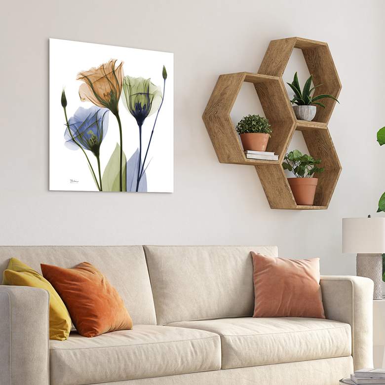Image 1 Gentian Buddies 24" Square Tempered Glass Graphic Wall Art in scene