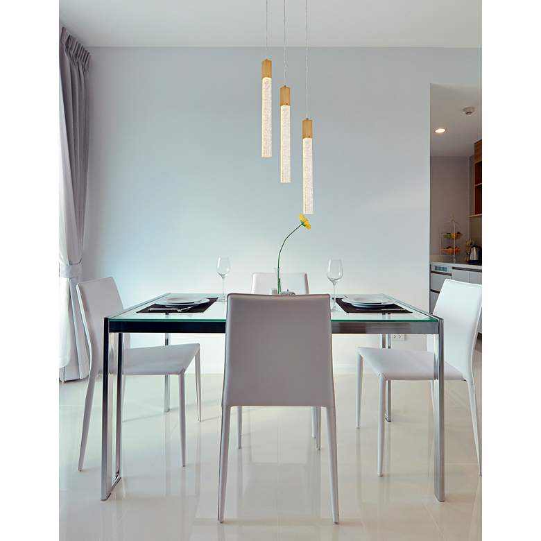Image 1 Weston 16" Wide Satin Gold Metal Crystal 3-Light Pendant in scene