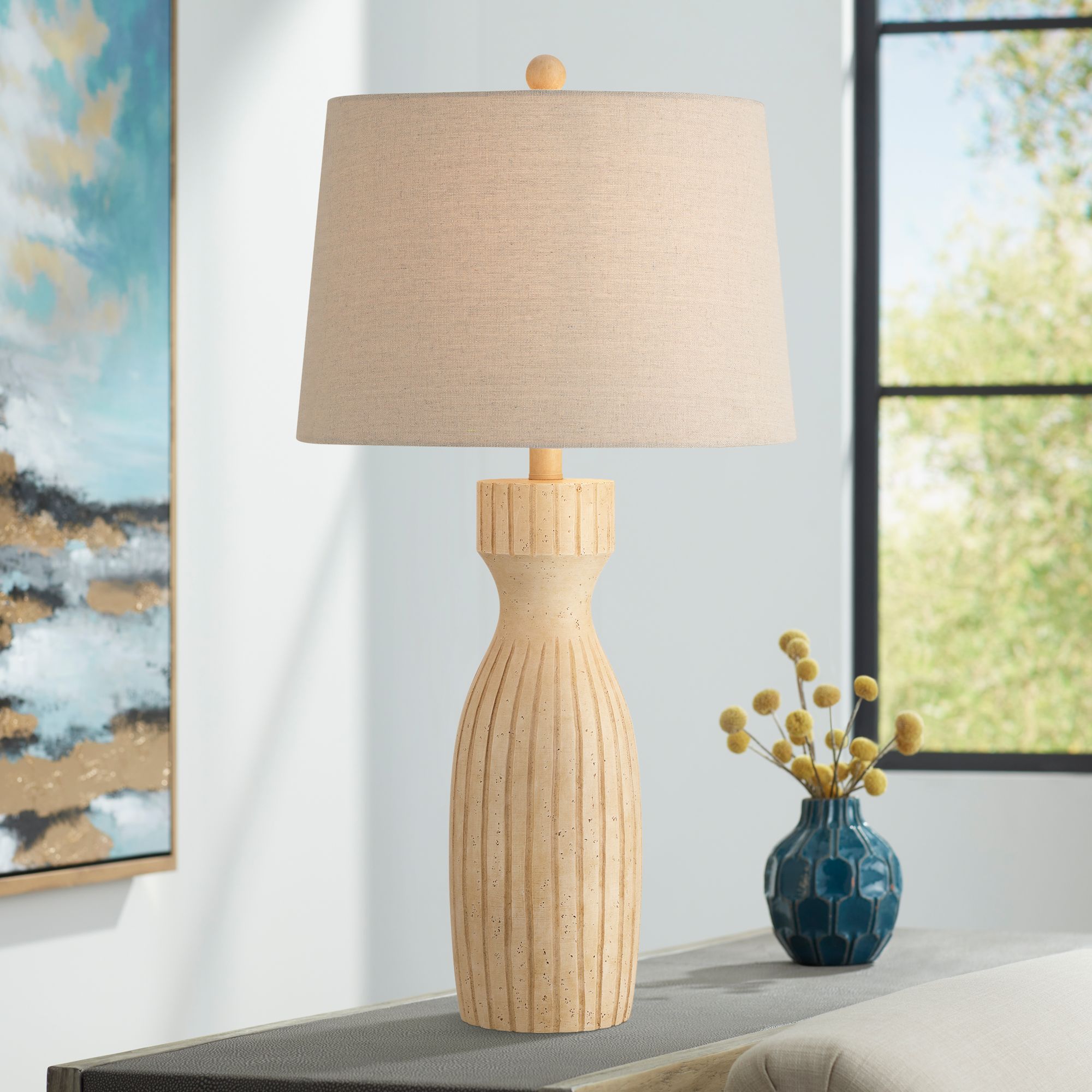 Image 1 Andros 28 1/4" High Beige Almond Table Lamp in scene