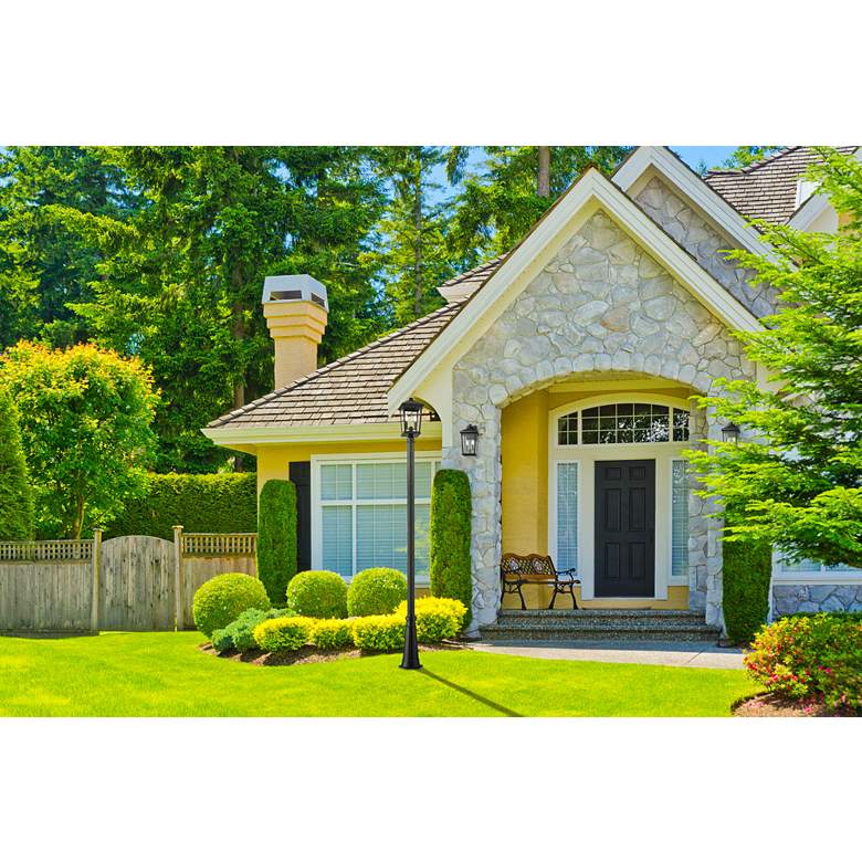 Image 1 Z-Lite 2 Light Outdoor Post Mounted Fixture in Black Finish in scene