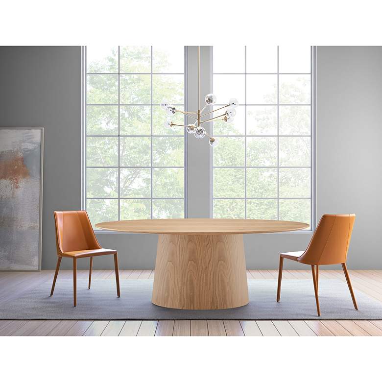 Image 1 Deodat 78 1/2" Wide Oak Veneer Wood Oval Dining Table in scene