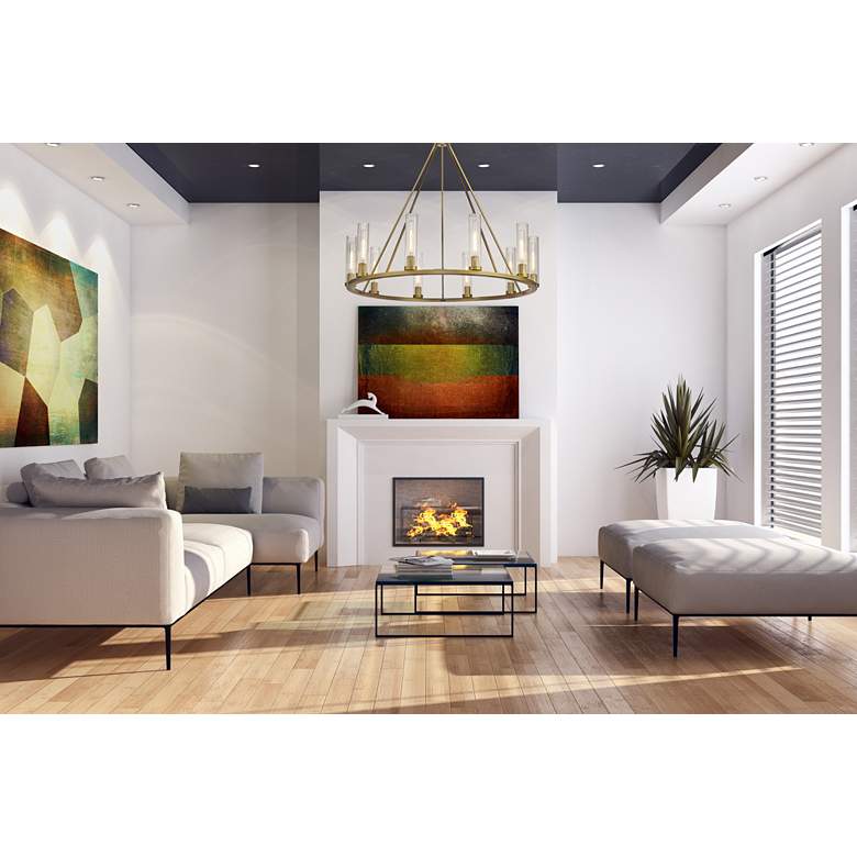 Image 1 Z-Lite Beau 46" Wide Rubbed Brass 10-Light Ring Chandelier in scene