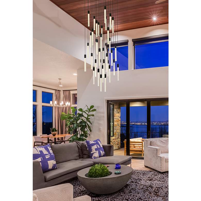Image 1 Weston 42" Wide Black and Crystal Multi-Light Pendant in scene
