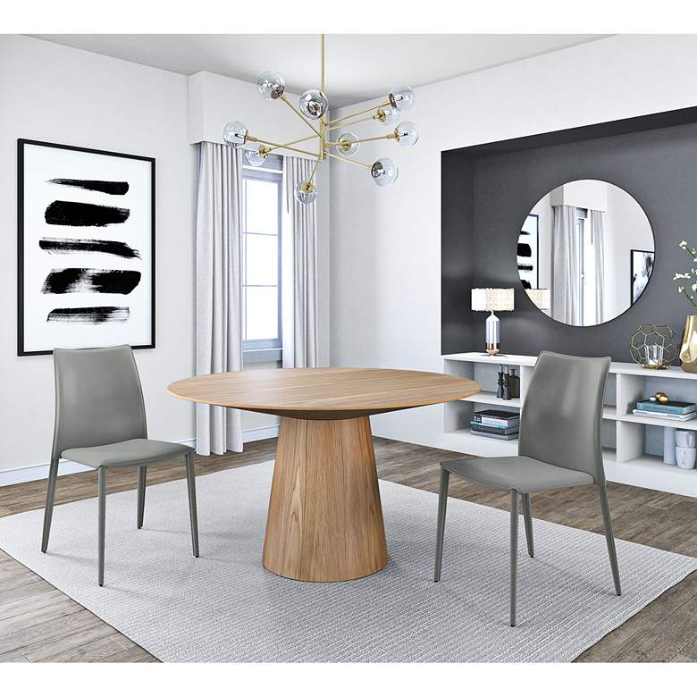 Image 1 Wesley 53" Wide Oak Veneered Wood Round Dining Table in scene
