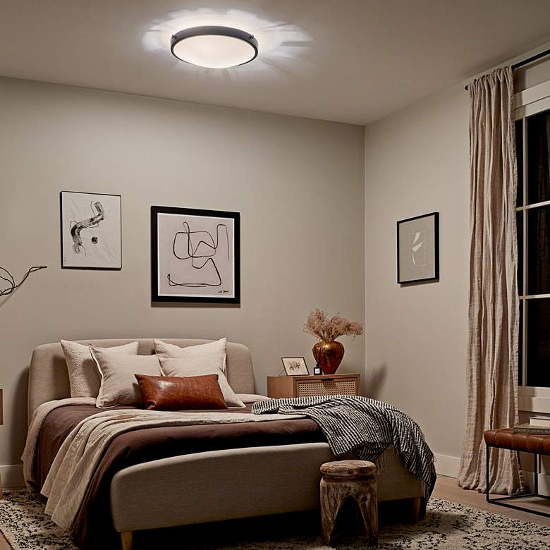 Image 1 Kichler Lytham 17 1/4" Wide Black and White Round Ceiling Light in scene