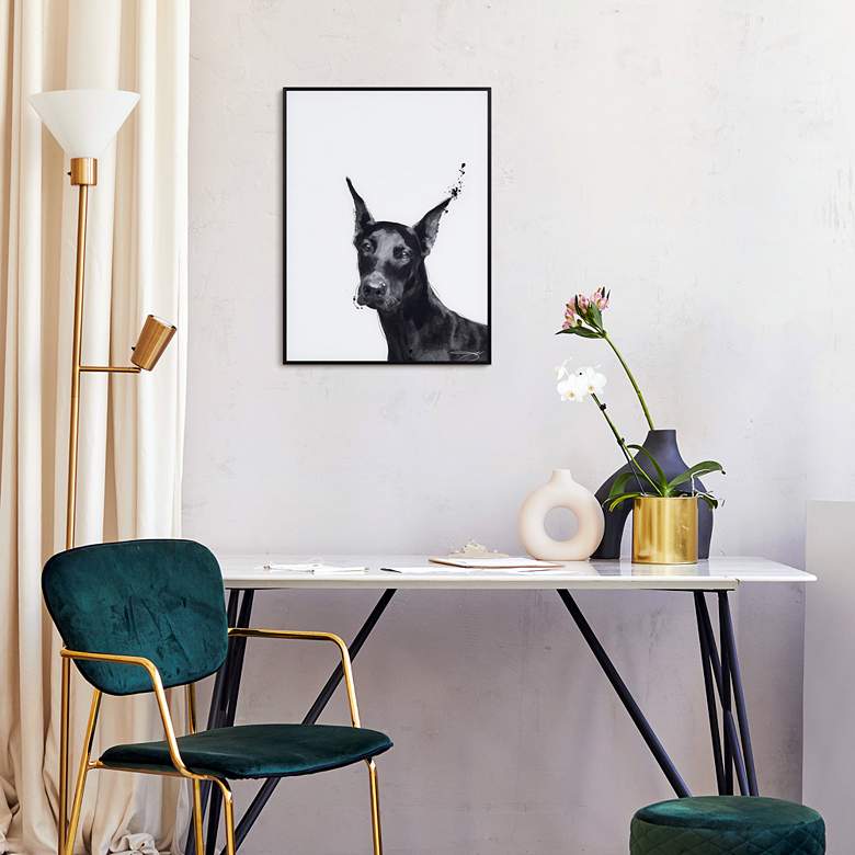 Image 1 Doberman 24" High Rectangular Framed Glass Wall Art in scene