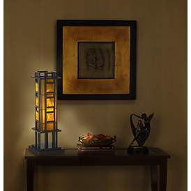 Image1 of Robert Louis Tiffany Prairie Style 20" High Pillar Accent Table Lamp in scene