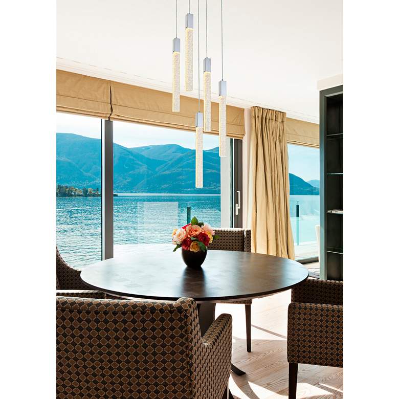 Image 1 Weston 16" Wide Chrome Crystal Multi-Light Pendant in scene