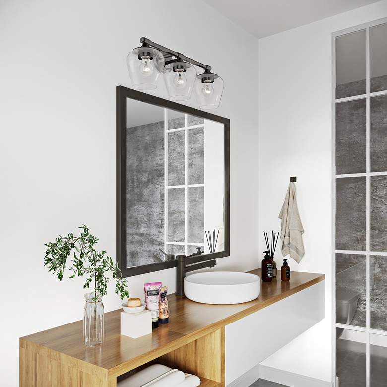 Image 1 Willow 3 Light Black Chrome Vanity Sconce in scene