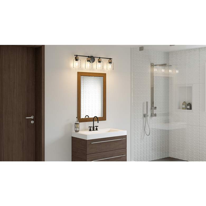 Image 1 Quoizel Baltic 33 3/4" Wide Matte Black 4-Light Vanity Bath Light in scene