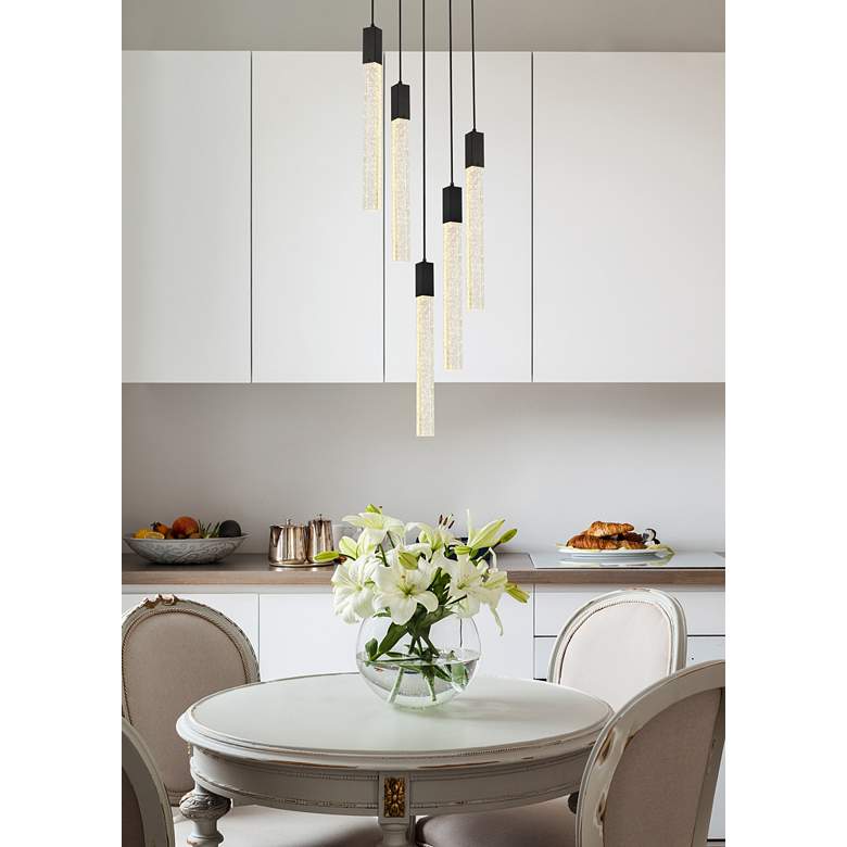 Image 1 Weston 20 inch Wide Black 5-Light LED Multi Light Pendant in scene