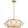 63A17 - Metallic Gold Pendant with Inner Linen Shade