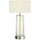 63A25 - 26.25"H Satin Nickel Glass TableLamp w/USB & Outlet