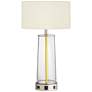63A25 - 26.25"H Satin Nickel Glass TableLamp w/USB &amp; Outlet