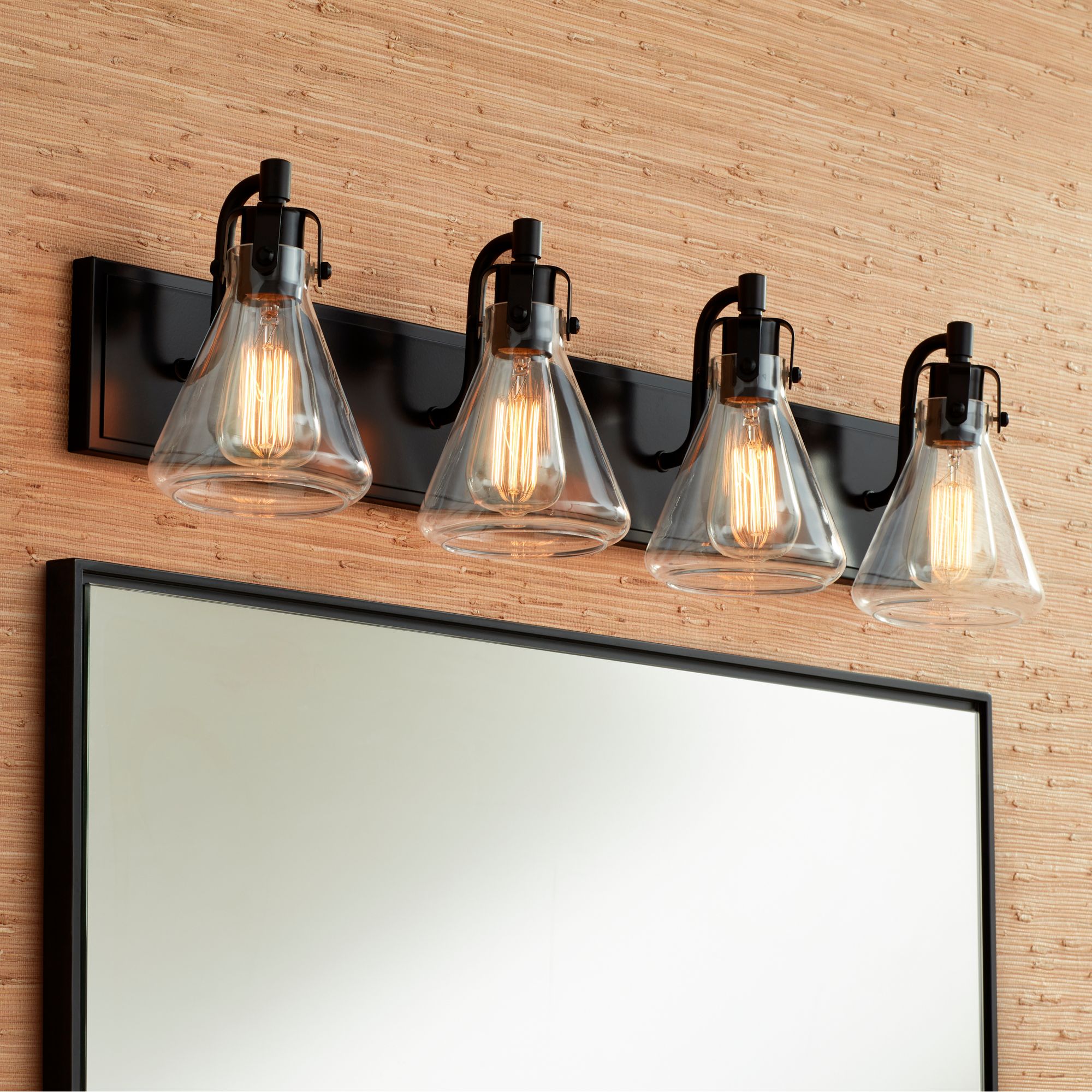 Possini Euro Cindy 33" Wide Bronze 4-Light Bath Light in scene