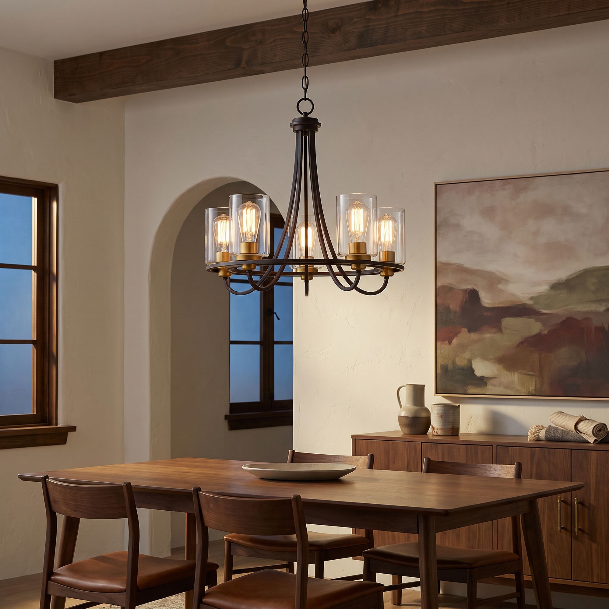 Image 1 Possini Euro Demy 23" Wide Oil-Rubbed Bronze 5-Light Ring Chandelier in scene
