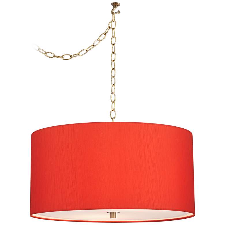 Image 1 63T20 - Swag Red Drum Shade Pendant