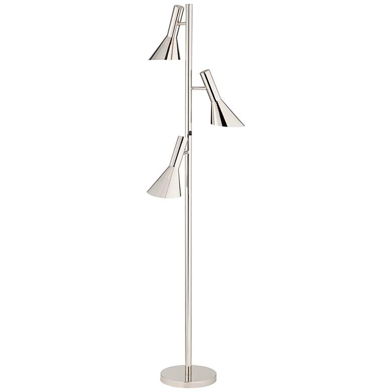 Image 2 63T42 - Chrome Floor Lamp with 3 Metal Shades