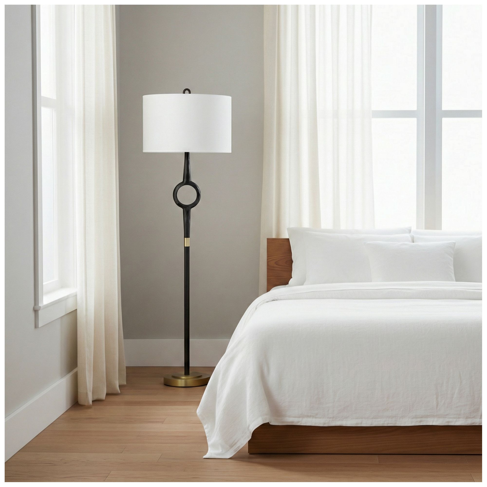 Image 3 64.5" Black and Gold Sculptural Floor Lamp more views