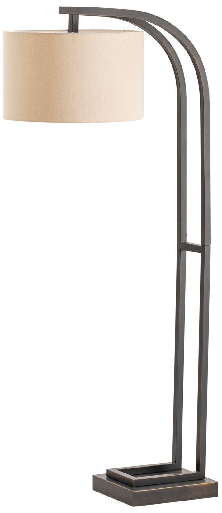 Image 2 64"H Metal Arched Floor Lamp with Fabric Drum Shade more views