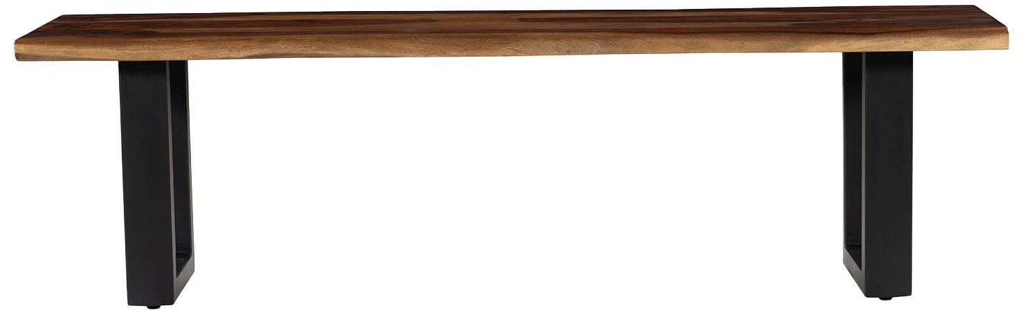 Image 3 64 in. Brown Solid Wood Accent Bench with Metal Frame more views