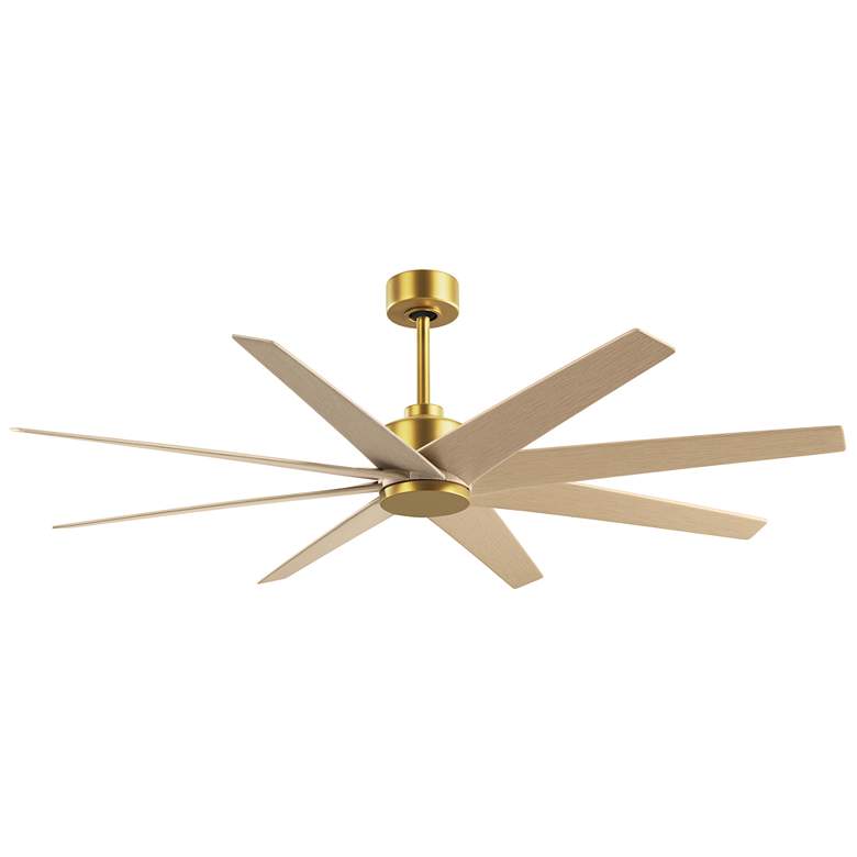 Image 1 64" Ariella Brushed Brass and Light Maple Blades Ceiling Fan