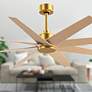 3_64" Ariella Brushed Brass and Light Maple Blades Ceiling Fan more views