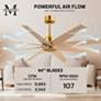 7_64" Ariella Brushed Brass and Light Maple Blades Ceiling Fan more views