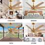 64" Ariella Brushed Brass and Light Maple Blades Ceiling Fan