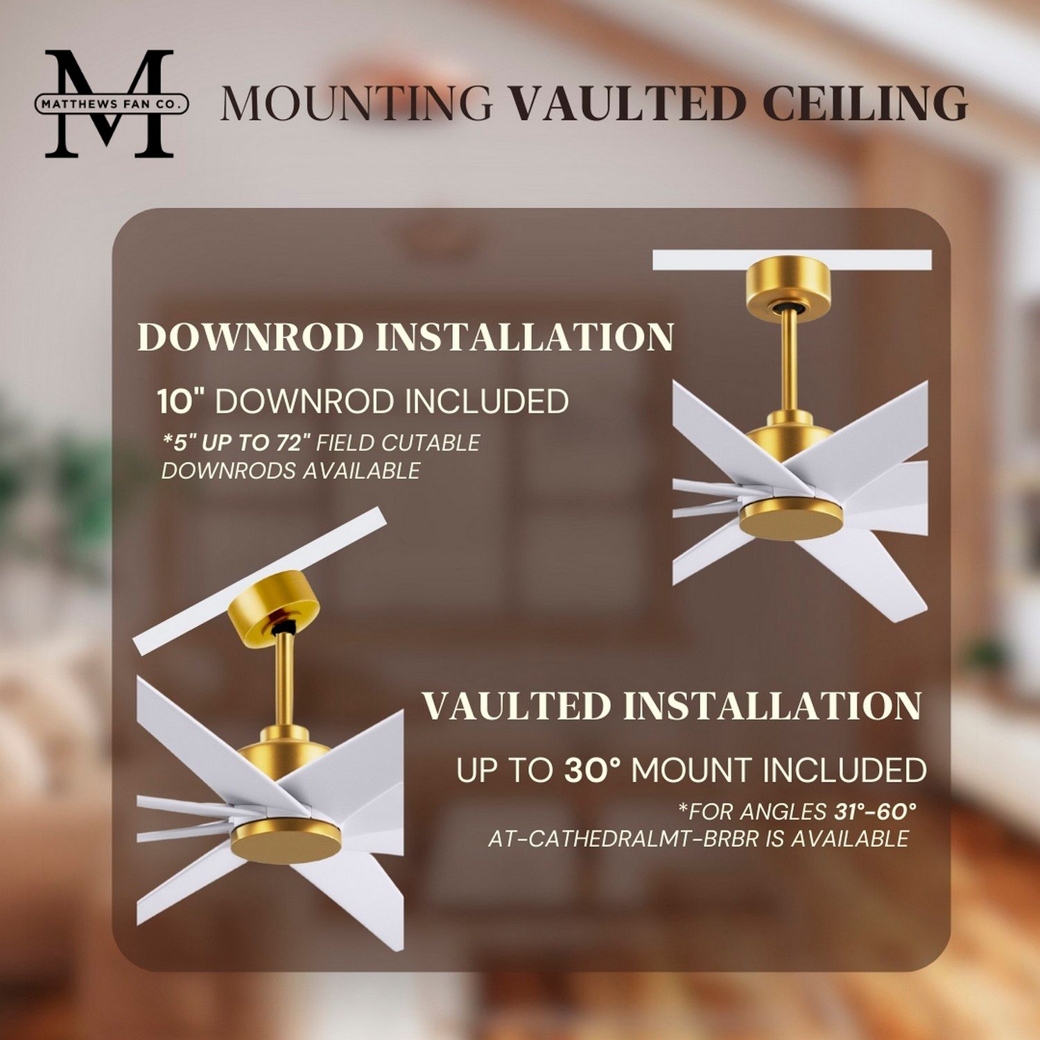 64" Ariella Brushed Brass Ceiling Fan w/ Matte White Blades