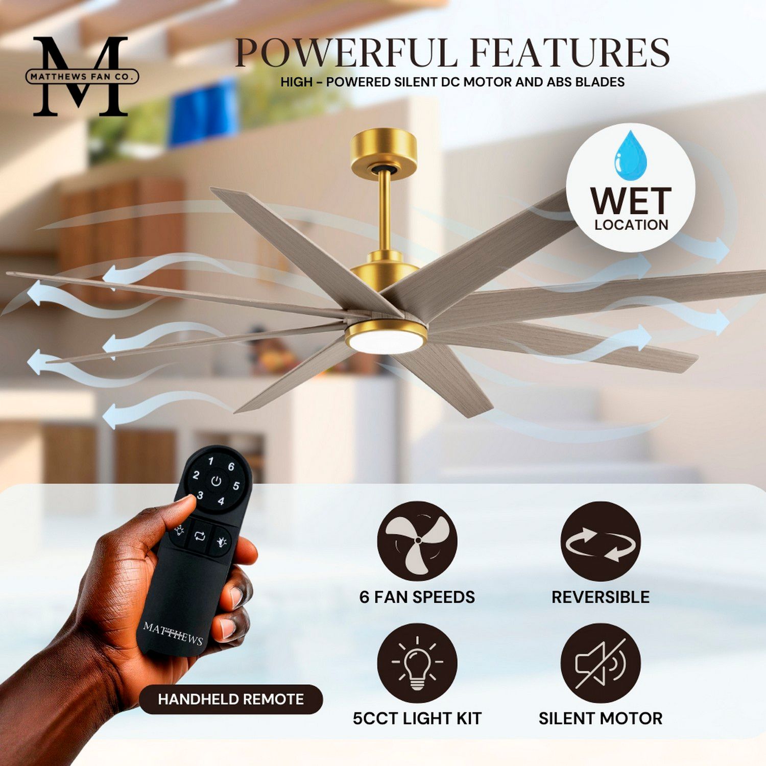 Image 5 64" Ariella Brushed Brass LED Ceiling Fan with Gray Blades more views