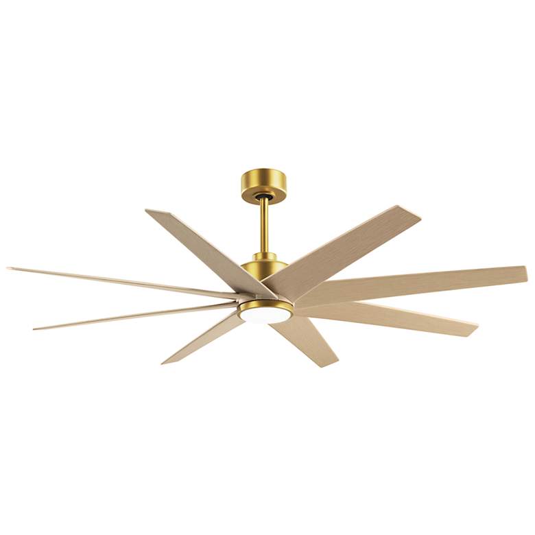 Image 1 64" Ariella Brushed Brass LED Ceiling Fan with Maple Blades