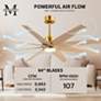 6_64" Ariella Brushed Brass LED Ceiling Fan with Maple Blades more views