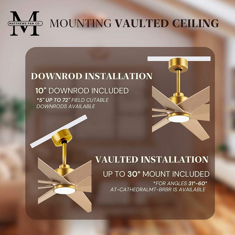 Image 7 64" Ariella Brushed Brass LED Ceiling Fan with Maple Blades more views