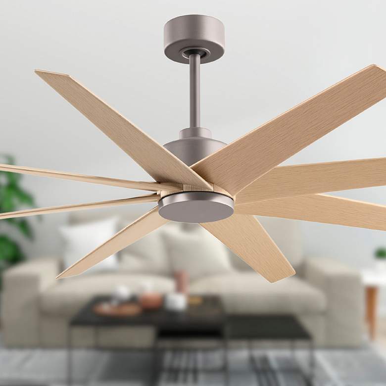 Image 3 64" Ariella Brushed Nickel Ceiling Fan w/ Light Maple Blades more views