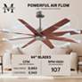 64" Ariella Brushed Nickel Ceiling Fan with Walnut Blades