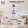 7_64" Ariella Brushed Nickel Ceiling Fan with White Blades more views