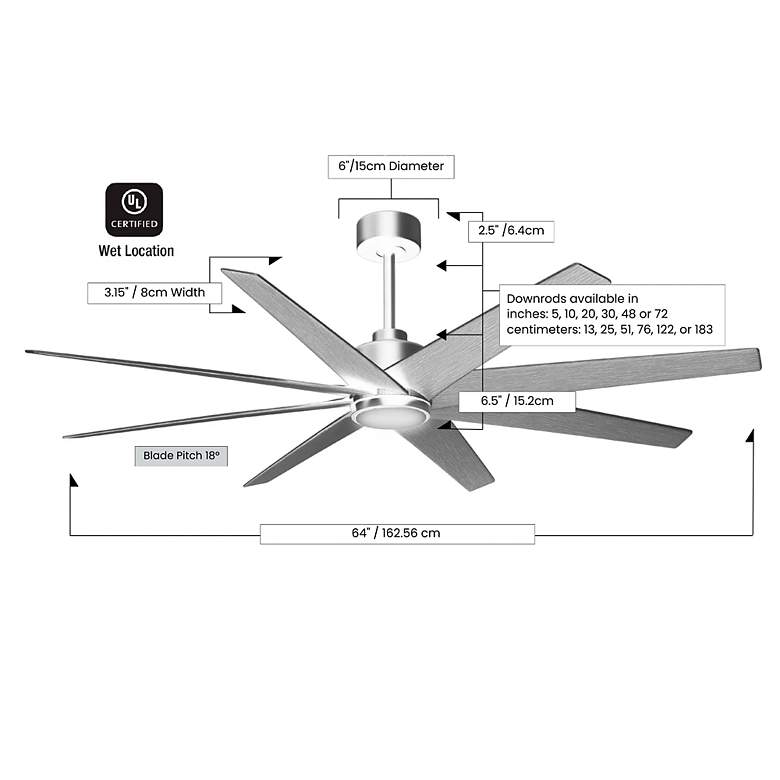 Image 4 64" Ariella-LK Brushed Brass and Matte Black LED Ceiling Fan more views