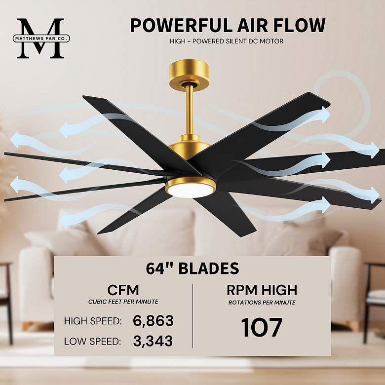 Image 6 64" Ariella-LK Brushed Brass and Matte Black LED Ceiling Fan more views