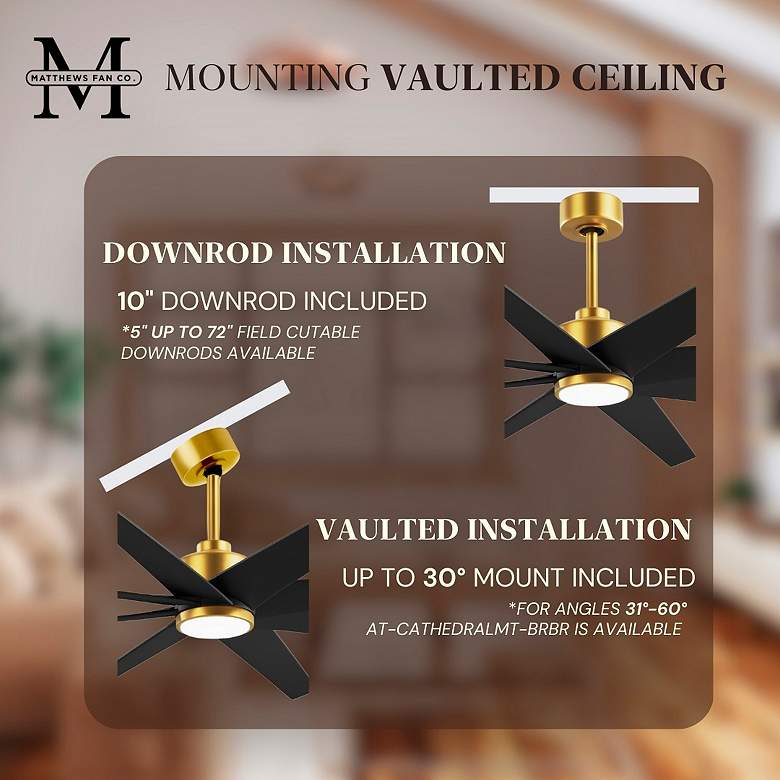 Image 7 64" Ariella-LK Brushed Brass and Matte Black LED Ceiling Fan more views