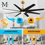 64" Ariella-LK Brushed Brass and Matte Black LED Ceiling Fan