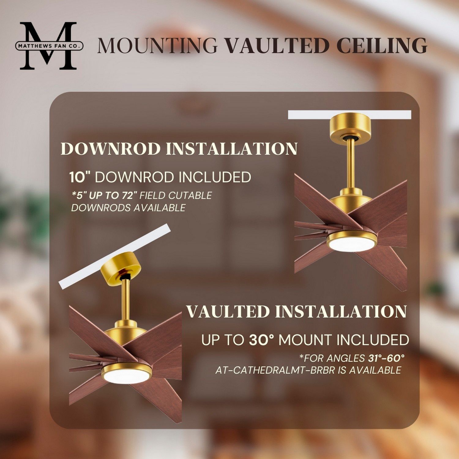 Image 7 64" Ariella-LK Brushed Brass and Walnut LED Ceiling Fan more views