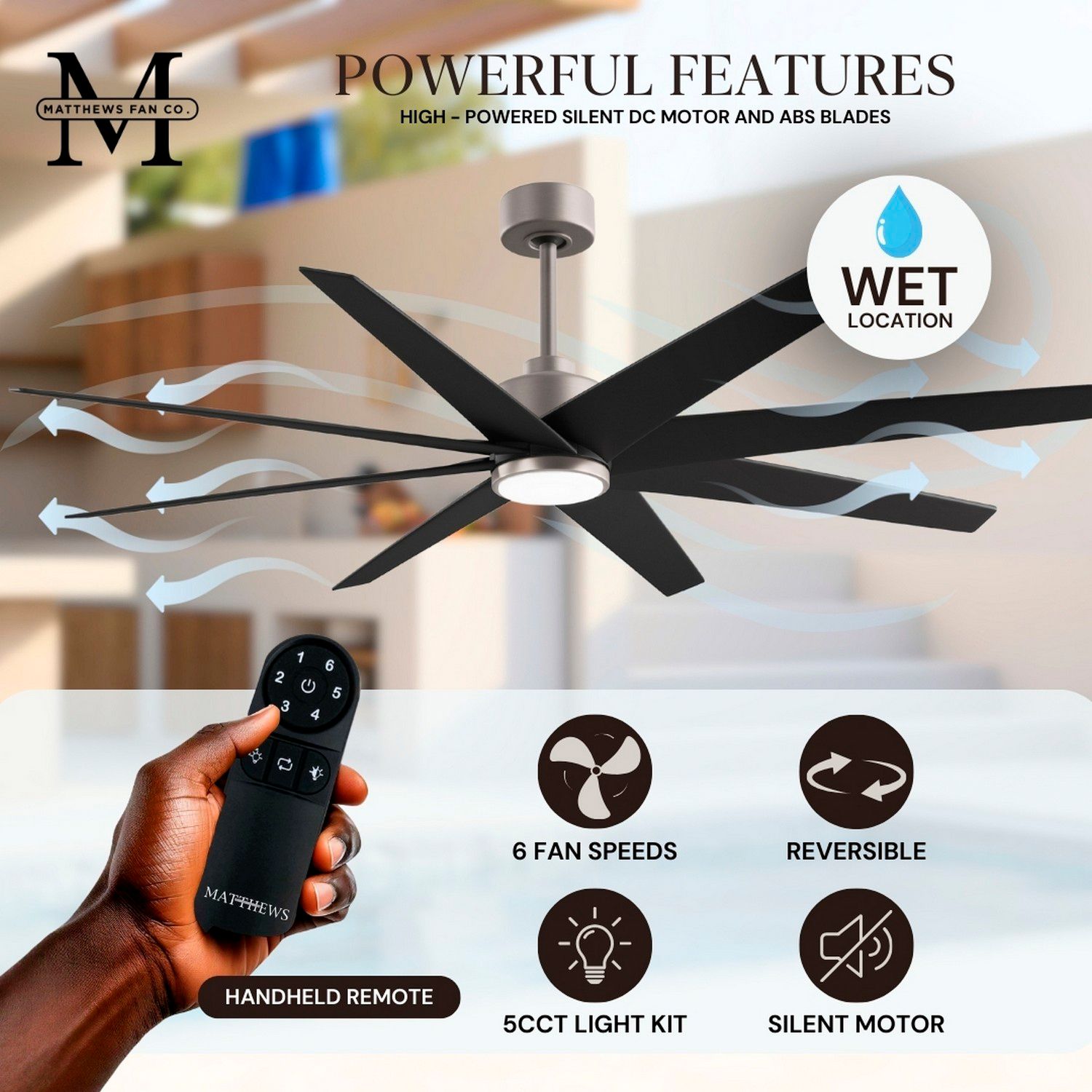 Image 5 64" Ariella-LK Brushed Nickel w/ Matte Black LED Ceiling Fan more views