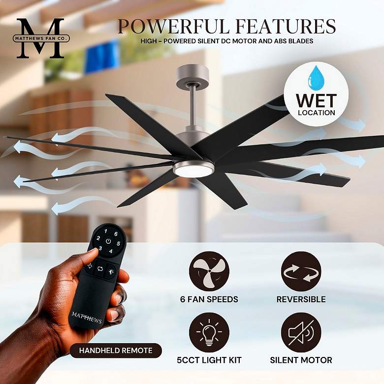 Image 5 64" Ariella-LK Brushed Nickel w/ Matte Black LED Ceiling Fan more views