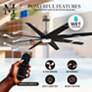 5_64" Ariella-LK Brushed Nickel w/ Matte Black LED Ceiling Fan more views
