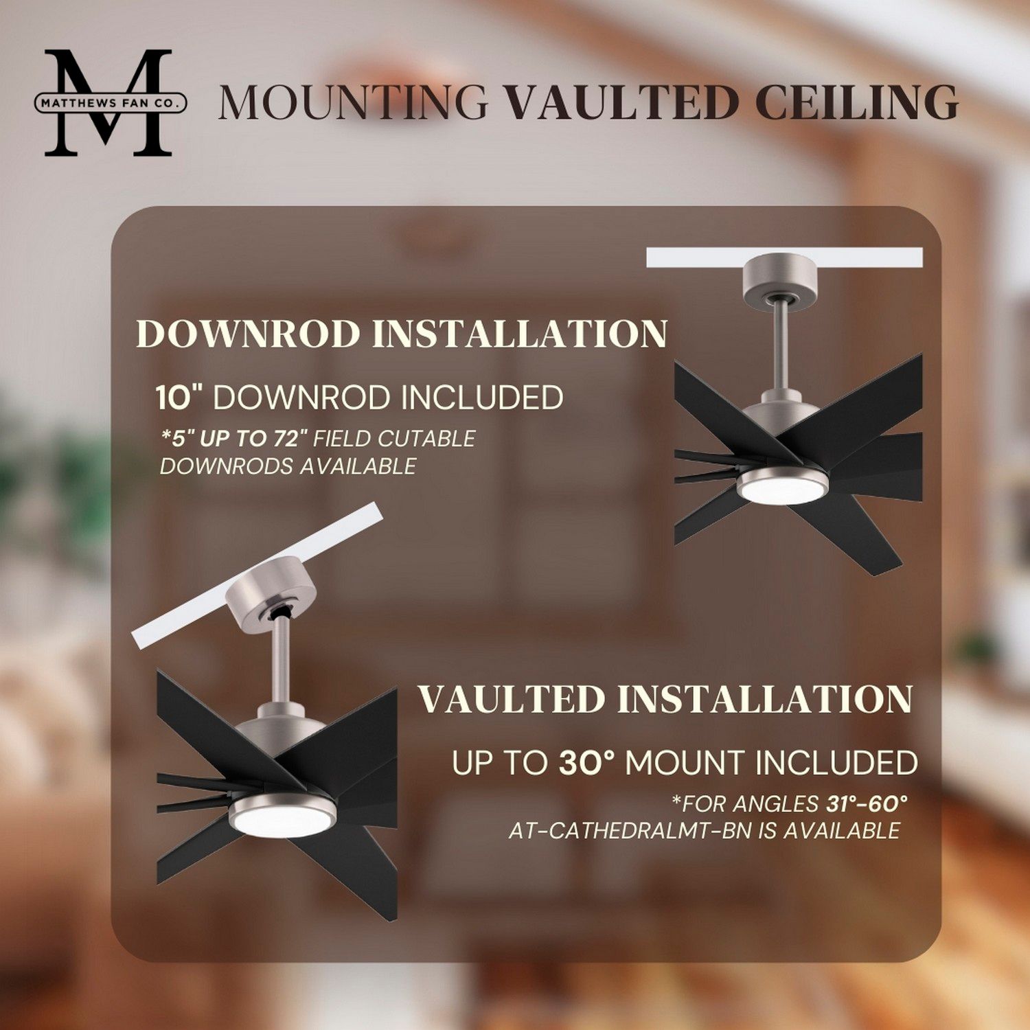 Image 7 64" Ariella-LK Brushed Nickel w/ Matte Black LED Ceiling Fan more views