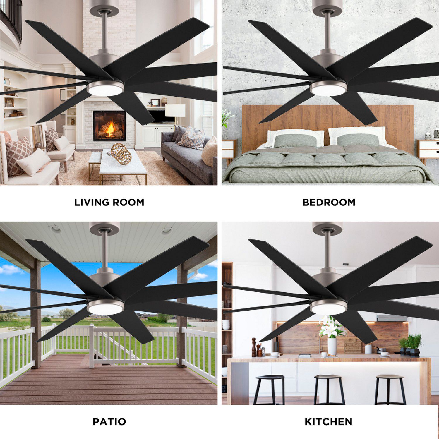 64" Ariella-LK Brushed Nickel w/ Matte Black LED Ceiling Fan