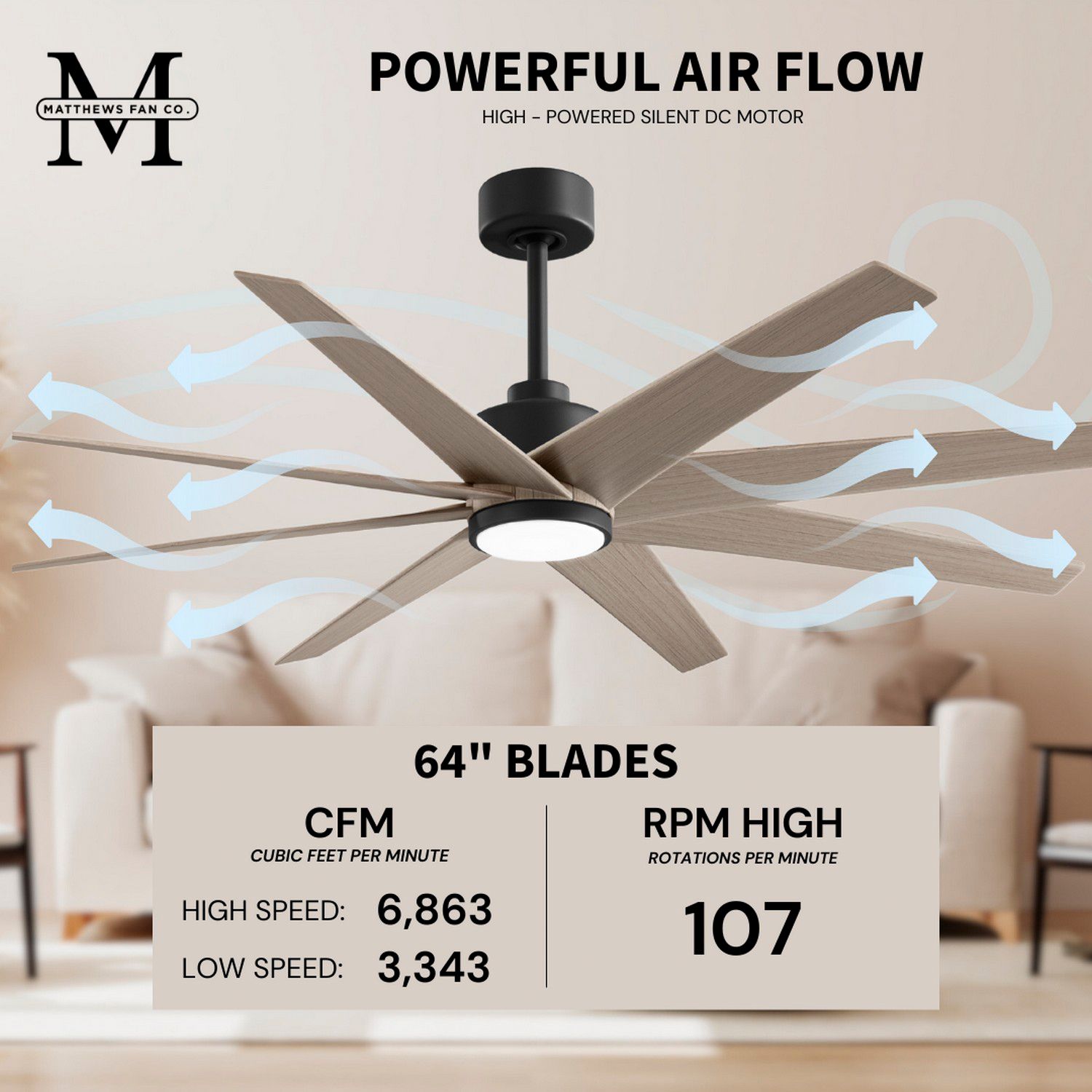 Image 6 64" Ariella Matte Black with Gray Ash Tone LED Ceiling Fan more views