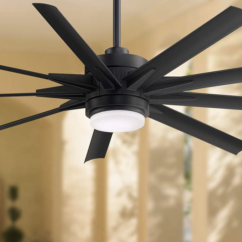 64&quot; Fanimation Odyn Custom Black LED Outdoor Ceiling Fan